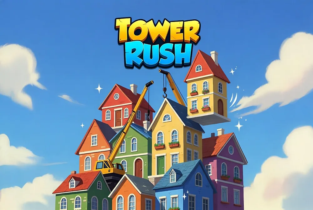 Tower Rush app screen on a mobile phone with the Build and Cashout controls