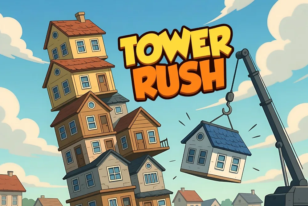 Tower Rush game real or fake — the wobbling tower moments before a collapse